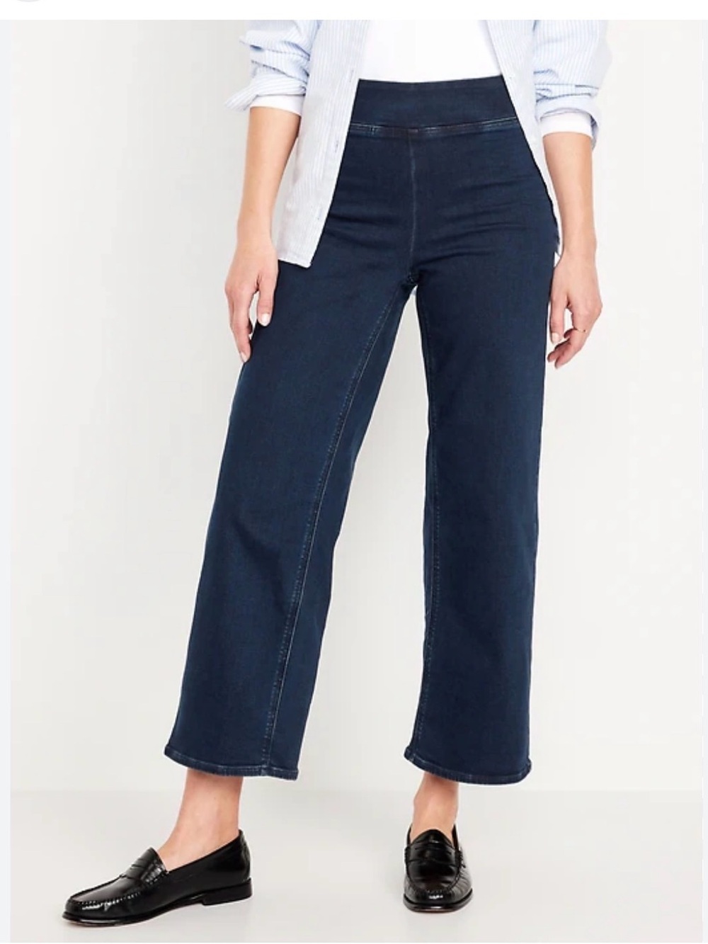 OLD NAVY | High-Waisted Weekender Pull-On Crop Wide-Leg Jeans size 12
